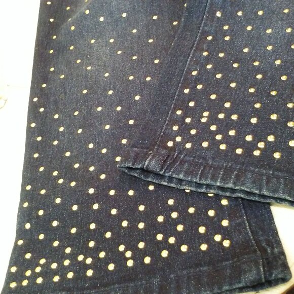 DG2 Diane Gilman Denim Mom Jeans -16P Metallic Studs Comfort Cropped Pants Navy - Picture 5 of 10